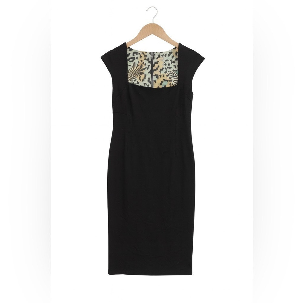 Boston Proper Black Knee Length Cap Sleeve Lined Sheath Pencil Dress, Size 6